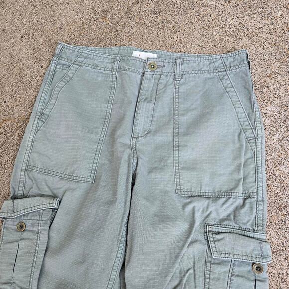 Vtg Y2k ANTHROPOLOGIE Plain Earthtone Multipocket Surplus Cargo Pants Sz 29 - Picture 2 of 7